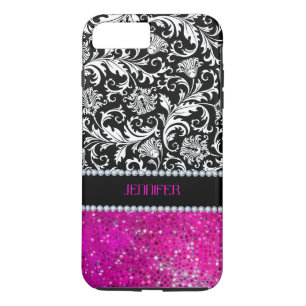 Weiße und schwarze Damaststoffe mit rosa Glitter u title_seo2