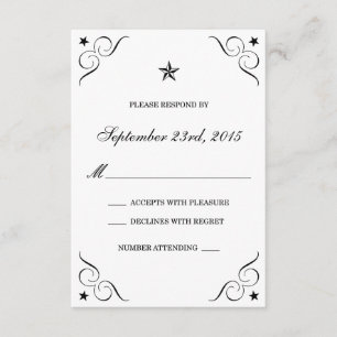 Weiße und schwarze einzige Stern-Hochzeit UAWG RSVP Karte