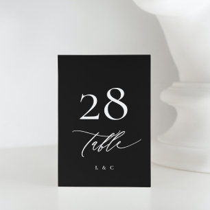 Weiße und schwarze Kalligraphie Moderne Hochzeit Tischnummer