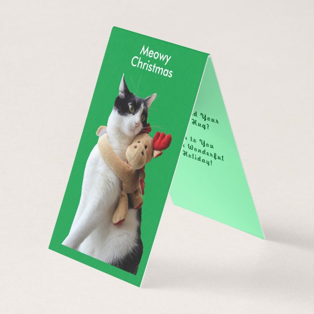 Weiße und schwarze Katze & Rentierspielkarte (Vorderseite)