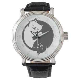 Weiße und schwarze Katze Yin-Yang - Wählen Sie d Armbanduhr