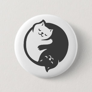 Weiße und schwarze Katze Yin-Yang - Wählen Sie d Button