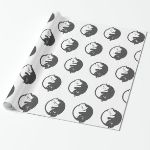 Weiße und schwarze Katze Yin-Yang - Wählen Sie d Geschenkpapier