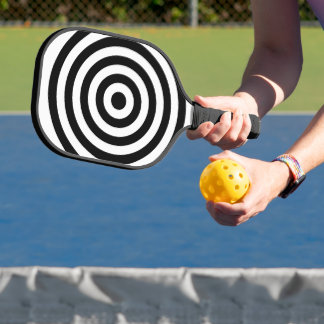 Weiße und schwarze konzentrische Kreise Ringe Must Pickleball Schläger