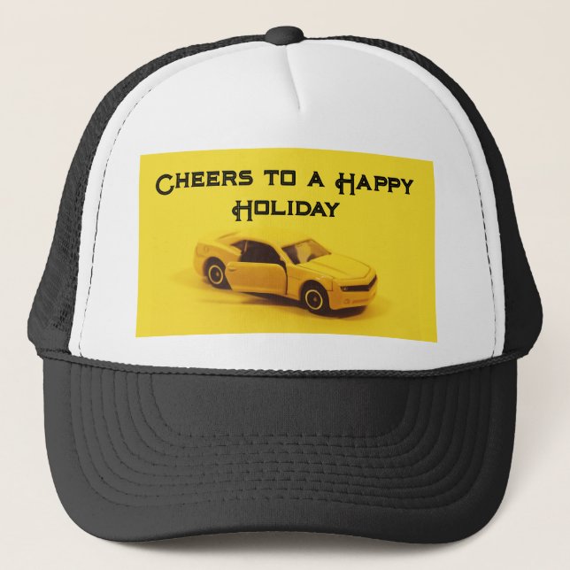 Weiße und schwarze Leichtigkeit für einen Happy Ho Truckerkappe (Vorderseite)