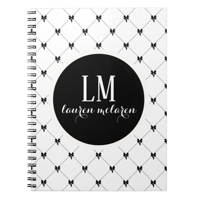 Weiße und schwarze Monogrammschleife Notizblock (Vorderseite)