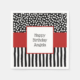 Weiße und schwarze Muster mit Rot Serviette