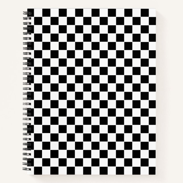 Weiße und schwarze quadratische Box Stilvolles Mus Notizbuch (Vorderseite)