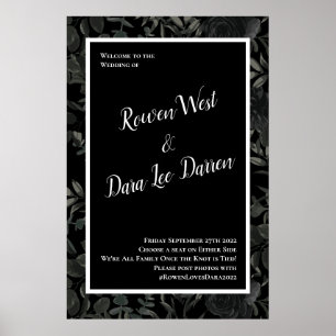 Weiße und schwarze Rosen gotische Hochzeitszeremon Poster