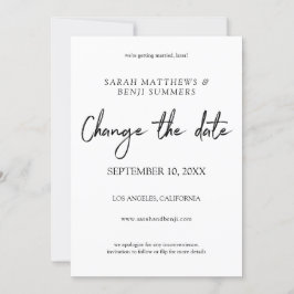 Weiße und schwarze Schrift Ändern Sie das Datum -  Einladung