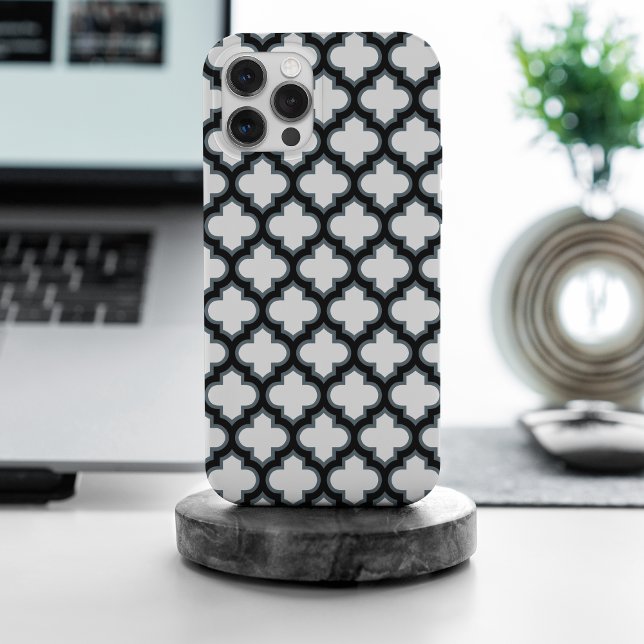 Weiße und schwarze Trellis, Gitter, Quatrefolie Case-Mate iPhone Hülle (Von Creator hochgeladen)