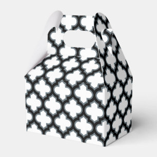 Weiße und schwarze Trellis, Gitter, Quatrefolie Geschenkschachtel