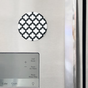 Weiße und schwarze Trellis, Gitter, Quatrefolie Magnet