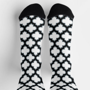 Weiße und schwarze Trellis, Gitter, Quatrefolie Socken