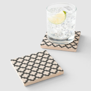 Weiße und schwarze Trellis, Gitter, Quatrefolie Steinuntersetzer