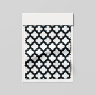 Weiße und schwarze Trellis, Gitter, Quatrefolie Stoff