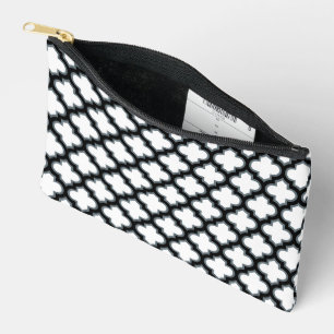 Weiße und schwarze Trellis, Gitter, Quatrefolie Zubehörtasche