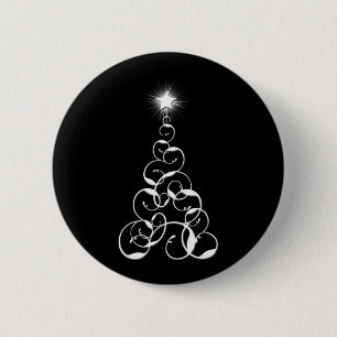 Weiße und schwarze Weihnachtsbaum-Kunst Button