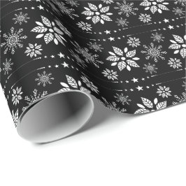 Weiße und schwarze Weihnachtsschneeflocken-Muster Geschenkpapier