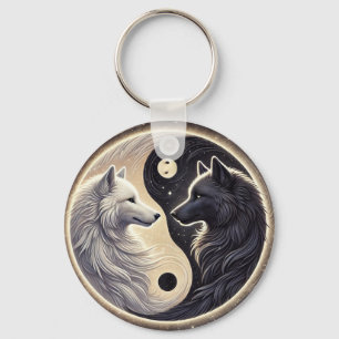 Weiße und schwarze Wölfe, die Yin und Yang darstel Schlüsselanhänger