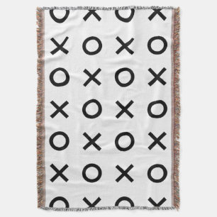 Weiße und schwarze Xs und Os Decke