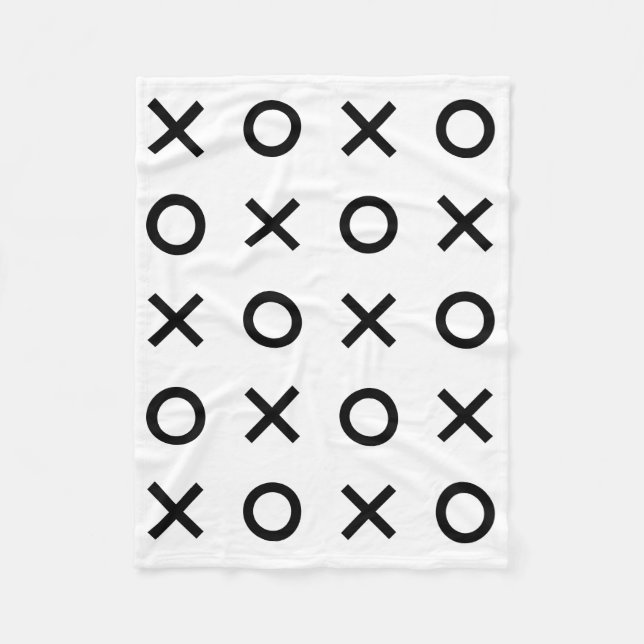 Weiße und schwarze Xs und Os Fleecedecke (Vorderseite)