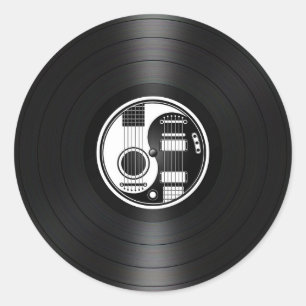 Weiße und schwarze Yin Yang Gitarren-Vinylgraphik Runder Aufkleber