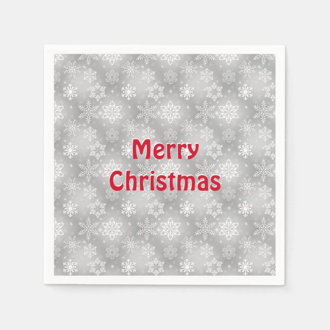 Weiße und silberne Schneeflocken Serviette (Vorderseite)