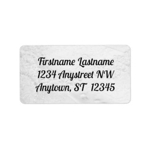 Weiße und silberne Spitzen und Perlen auf Satin We Adressaufkleber