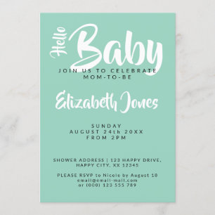 Weiße und Türkis Schachbrett-Muster-Baby-Shower-Ei Einladung