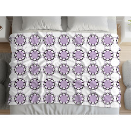 Weiße und violette geometrische Mandala-Muster-Han Fleecedecke