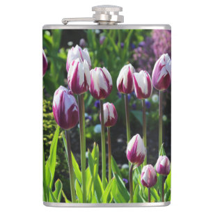 Weiße und violette Tulpen Flachmann