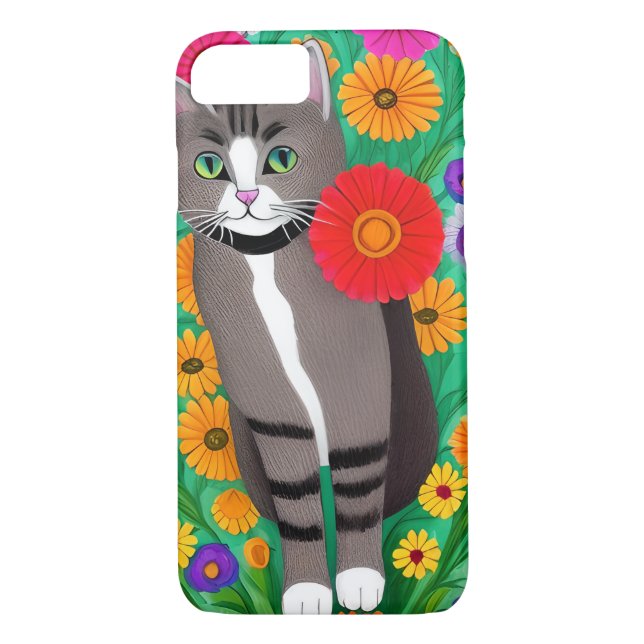 Weiße und weiße Katzen und rote Blume Case-Mate iPhone Hülle (Rückseite)