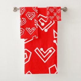 Weiße Valentinische Mazes Badhandtuch Set
