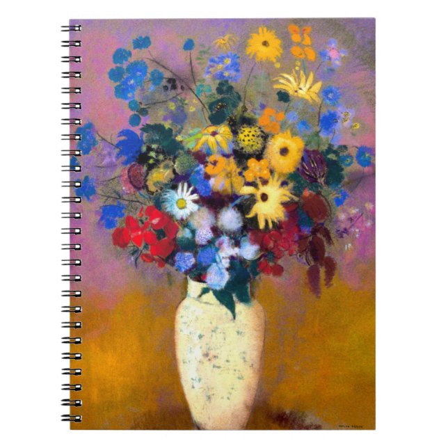 Weiße Vase mit Blume Odilon Redon Notizblock (Vorderseite)