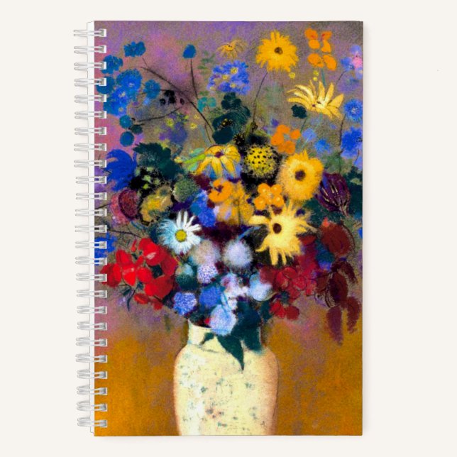 Weiße Vase mit Blume Odilon Redon Notizbuch (Vorderseite)