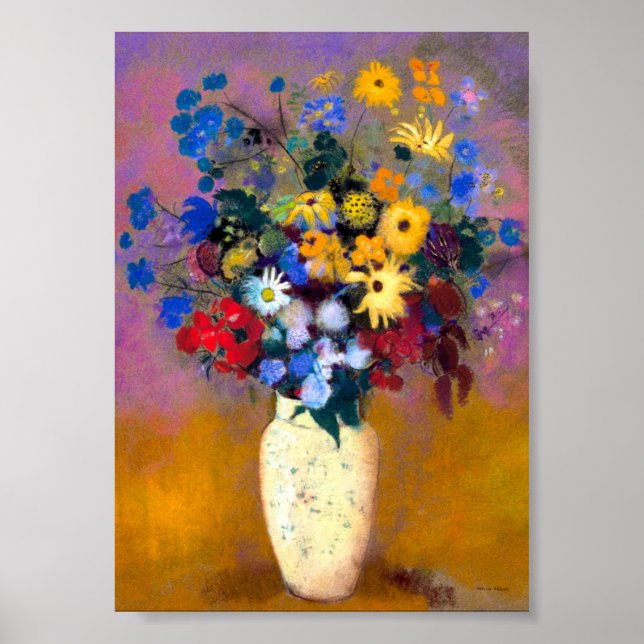 Weiße Vase mit Blume Odilon Redon Poster (Vorne)