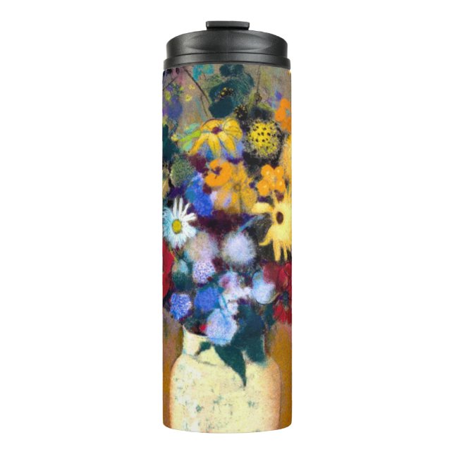 Weiße Vase mit Blumen Odilon Redon Thermosbecher (Vorderseite)