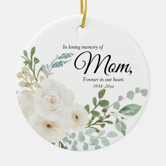 Weiße Vegetation in der Liebe zur Mama Keramik Ornament (Vorne)