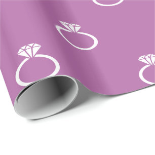 Weiße Verlobung auf Radiant Orchid Geschenkpapier