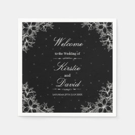 Weiße Verzierte Blumenhochzeit Serviette