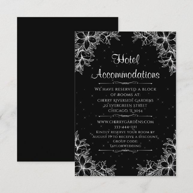 Weiße Verzierte Hochzeitsunterkunft Begleitkarte (Vorne/Hinten)