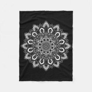 Weiße verzierte Lotusblumen-Yoga-Mandala _1 Fleecedecke