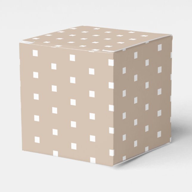 Weiße viereckige Punkte Beige Bräunungsgeschenk Geschenkschachtel (Vorderseite)
