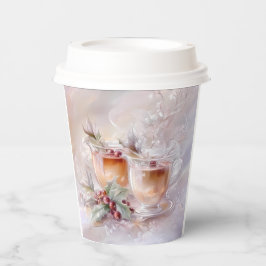Weiße viktorianische Weihnachtstasse aus Papier Pappbecher