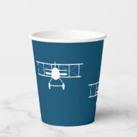 Weiße Vintage Biplane mit blauem Hintergrund