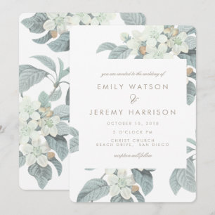 Weiße Vintage Blume blüht Hochzeitseinladung Einladung