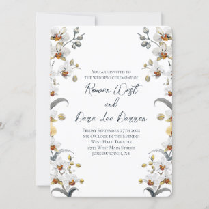 Weiße Vintage Orchideenhochzeit Einladung