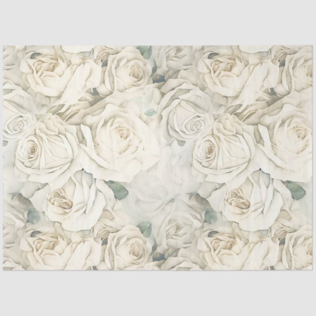 Weiße Vintage Rose Seidenpapier (Vorderseite)