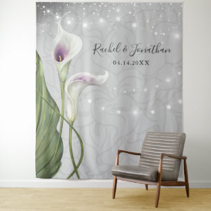 Weiße violette Calla-Lilien-Foto-Hintergrund-Tapet Wandteppich
